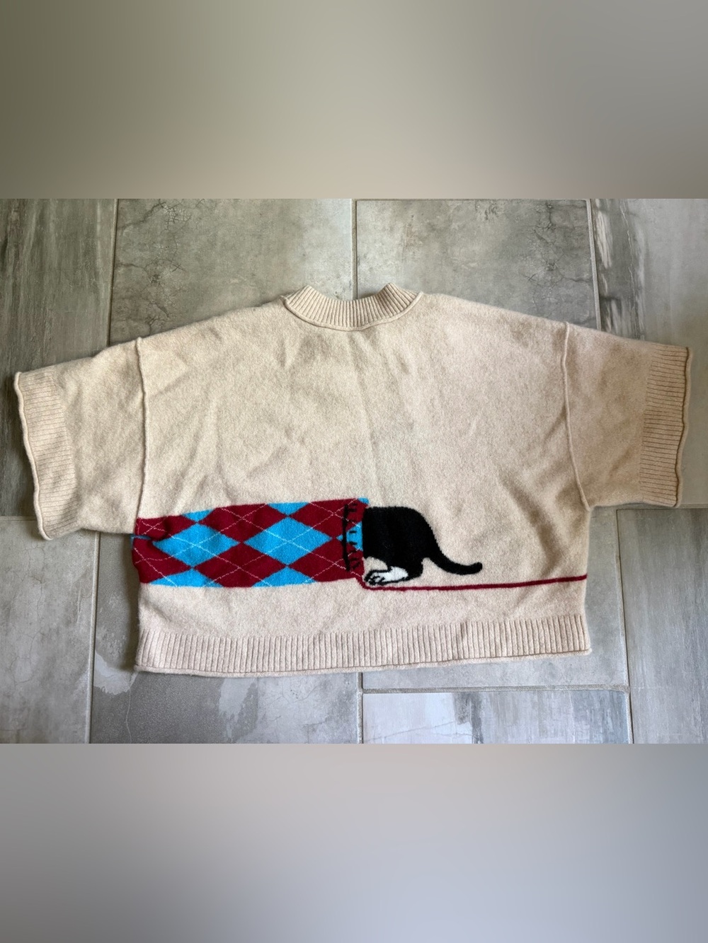 Anthropologie The Goldie Crew-Neck Cashmere Sweater Red Dachshund Medium - Picture 8 of 8